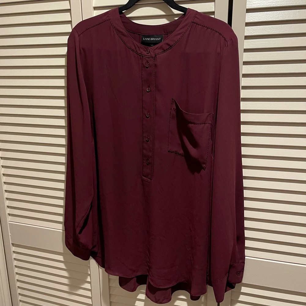 Lane Bryant Burgundy Button Blouse